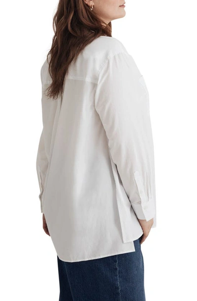 Shop Madewell Signature Poplin Oversize Patch Pocket Button-up Shirt In Eyelet White