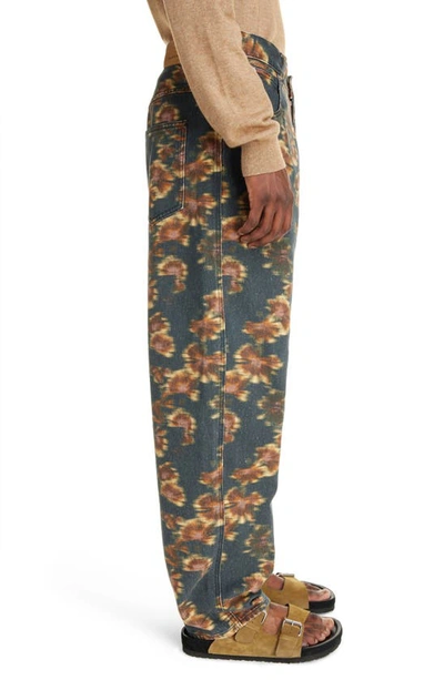 Shop Isabel Marant Jippoly Oversize Abstract Floral Denim Pants In Faded Black