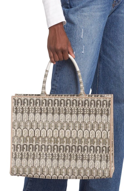 Shop Furla Large Opportunity Jacquard Tote In Toni Color Gold