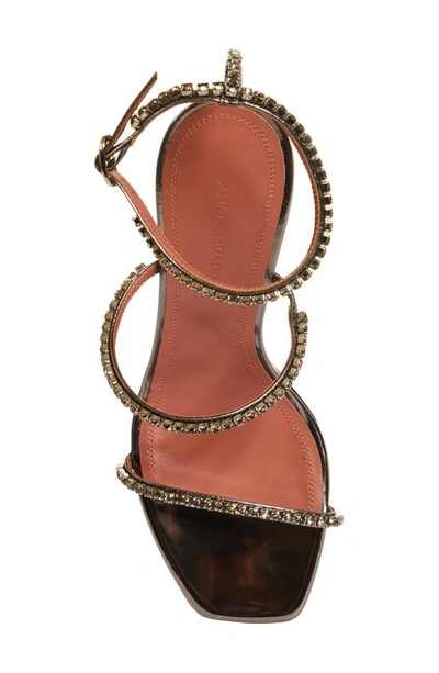 Shop Amina Muaddi Gilda Crystal Ankle Strap Sandal In Mirror Antique