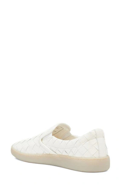 Bottega Veneta White Slip-on Sneakers With Intreccio Motif In Leather Man In White