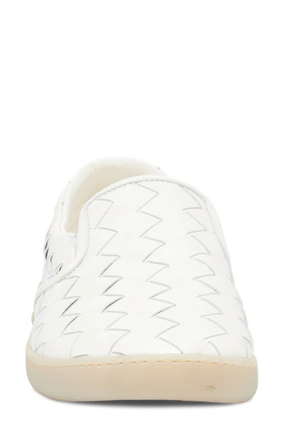 Bottega Veneta White Slip-on Sneakers With Intreccio Motif In Leather Man In White