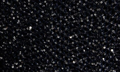Shop Alaïa Semisheer Sequin Open Stitch Long Sleeve Maxi Dress In Marine/ Argent