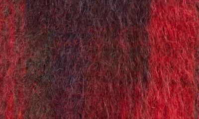 Shop Maison Margiela X Pendleton Plaid Mohair & Wool Blend V-neck Cardigan In Red/ Dark Green/ Bordeaux