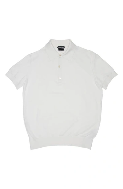 Shop Tom Ford Honeycomb Knit Polo In White