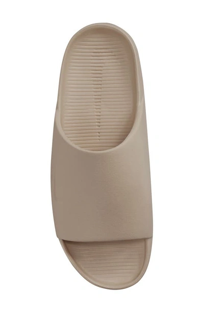 Nike Calm Flat Slides In Khaki/ Khaki
