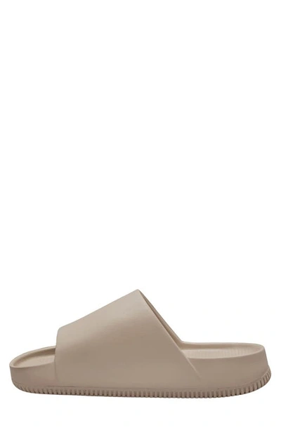 Nike Calm Flat Slides In Khaki/ Khaki