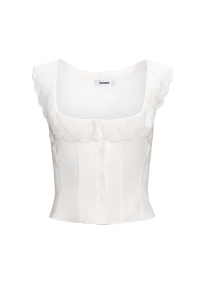 Danielle Guizio Ny Paloma Lace Top In White