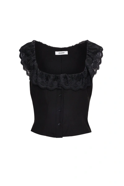 Danielle Guizio Ny Paloma Lace Top In Black