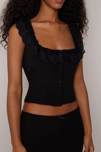 Danielle Guizio Ny Paloma Lace Top In Black