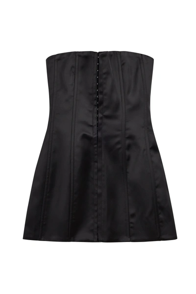 Shop Danielle Guizio Ny Satin Corset Dress In Black