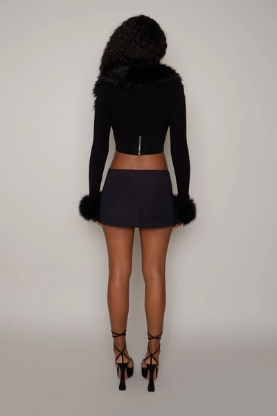 Shop Danielle Guizio Ny Faux Fur Knit Bolero In Black
