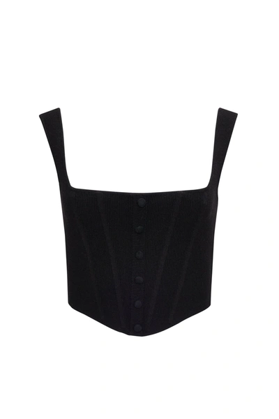 Shop Danielle Guizio Ny Knitted Corset In Black