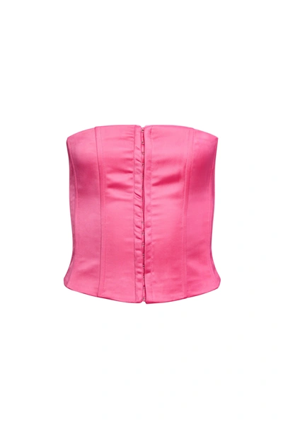 Shop Danielle Guizio Ny Satin Corset In True Pink