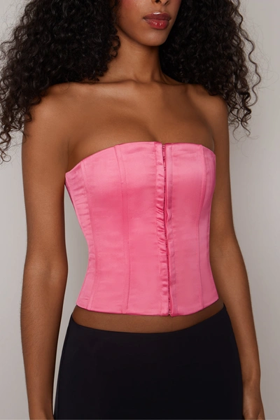 Shop Danielle Guizio Ny Satin Corset In True Pink