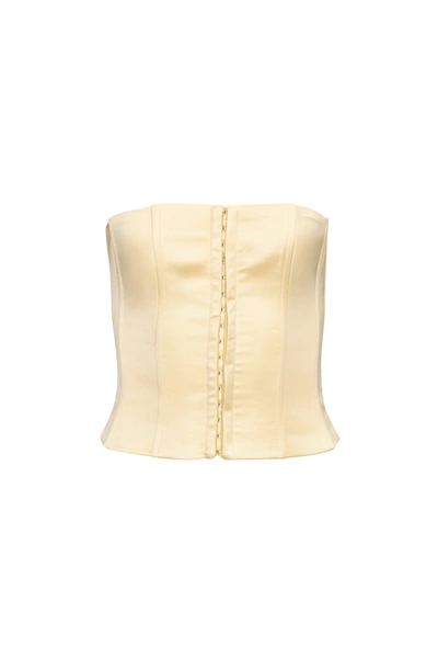 Shop Danielle Guizio Ny Satin Corset In Cream