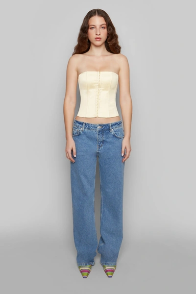 Danielle Guizio Ny Satin Corset In Cream