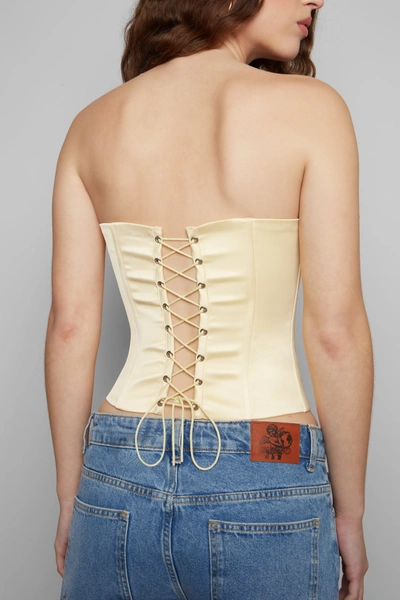 Shop Danielle Guizio Ny Satin Corset In Cream