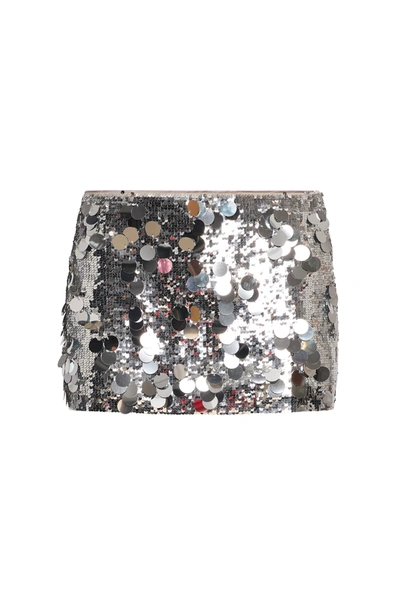 Shop Danielle Guizio Ny Low Rise Paillette Skirt In Silver