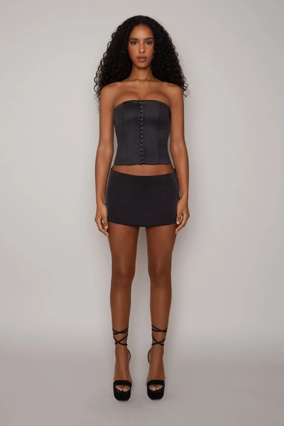 Danielle Guizio Ny Satin Mini Skirt In Black