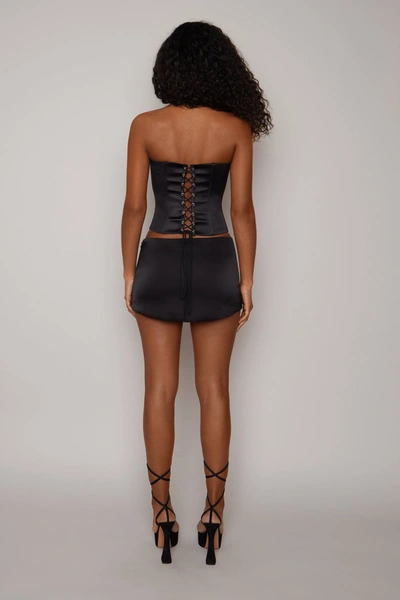 Shop Danielle Guizio Ny Satin Mini Skirt In Black