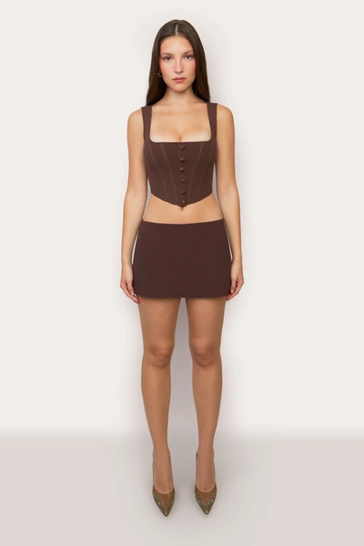 Shop Danielle Guizio Ny Micro Mini Stretch Skirt In Brown
