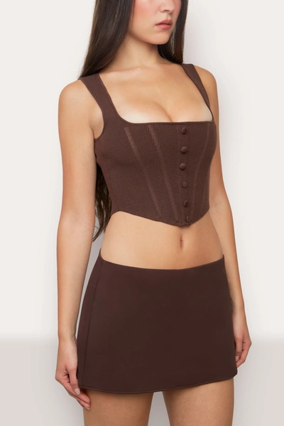 Shop Danielle Guizio Ny Micro Mini Stretch Skirt In Brown