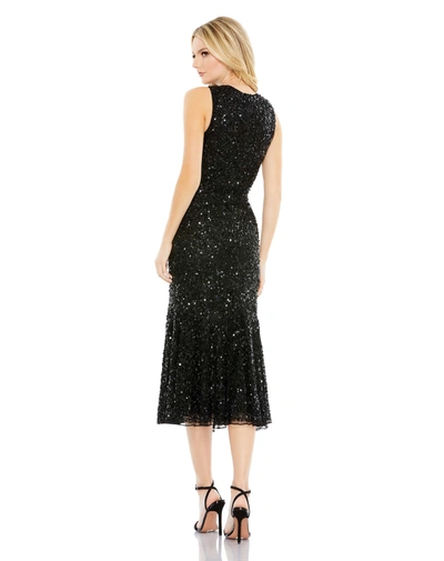 Mac Duggal Sequin Sleeveless Sheath Dress In Black