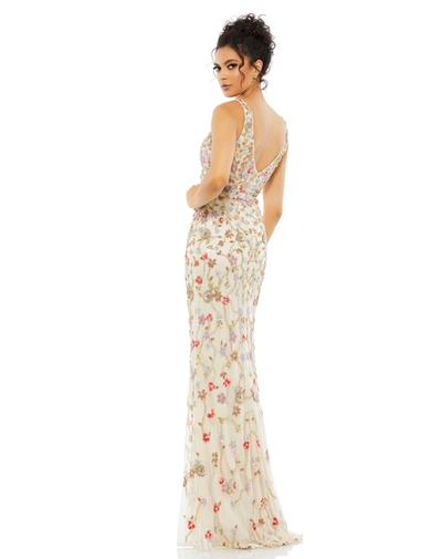 Shop Mac Duggal Floral Bead Embellished Gown In Nude/multi