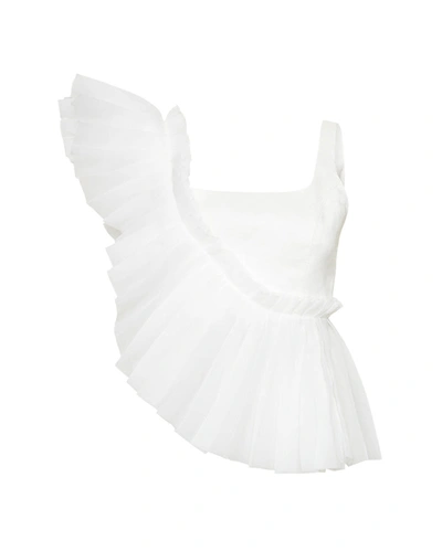 Shop Aje Orbit Sculptural Pleated Top In White