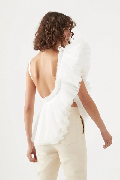 Shop Aje Orbit Sculptural Pleated Top In White