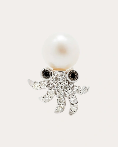 Shop Yvonne Léon Women's Diamond & Pearl Octopus Earring In White