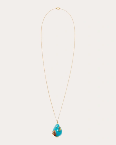 Shop Yvonne Léon Women's Gemstone & Diamond Ocean Pendant Necklace In Blue