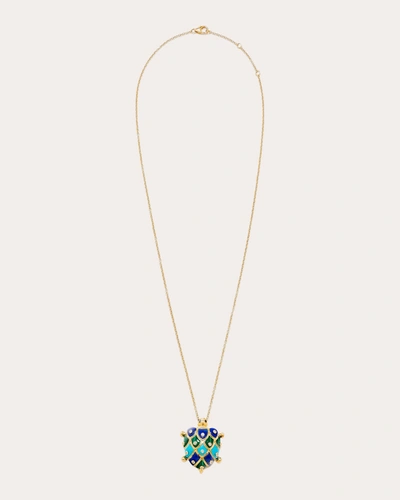 Shop Yvonne Léon Women's Gemstone & Diamond Tortoise Pendant Necklace In Blue/green