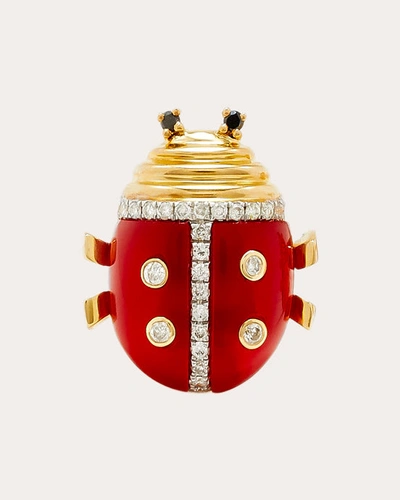 Shop Yvonne Léon Women's Red Agate & Diamond Ladybug Stud Earring