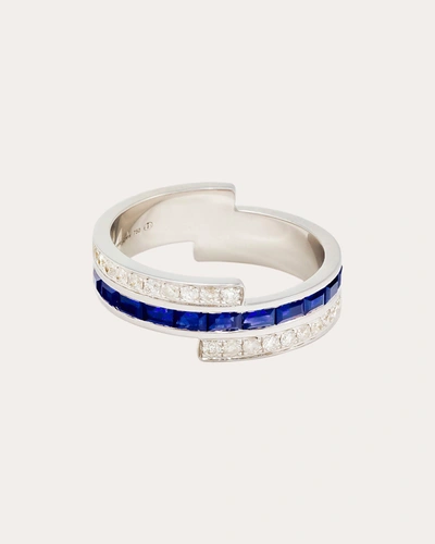 Shop Yvonne Léon Women's Sapphire & Diamond Closed Baguette Ring In Blue