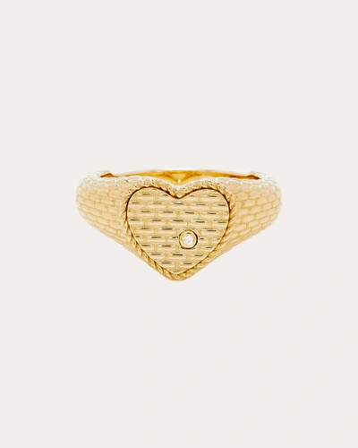 Shop Yvonne Léon Women's Diamond & 9k Gold Heart Cannage Baby Signet Ring