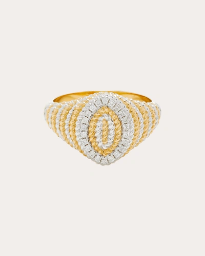 Shop Yvonne Léon Women's Diamond & 9k Two-tone Braided Marquise Mini Signet Ring In Gold
