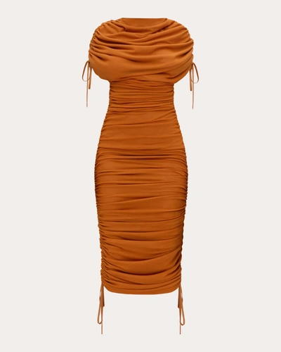 Andrea Iyamah Women's Ratu Ruched Body-con Midi-dress In Orange