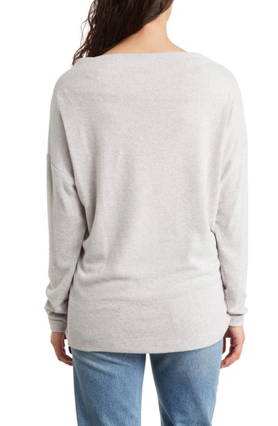 Renee C Brushed Knit Boat Neck Top In Heather Grey