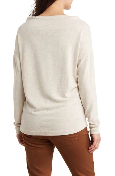 Shop Renee C Brushed Knit Boat Neck Top In Oatmeal