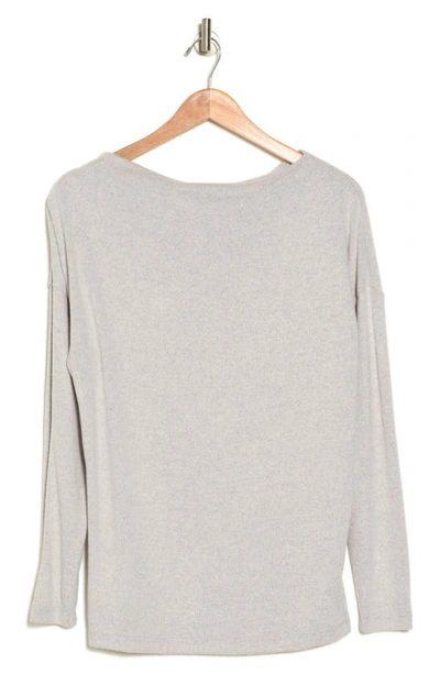 Renee C Brushed Knit Boat Neck Top In Heather Grey