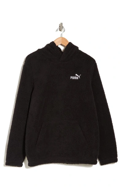 Shop Puma Essential Elevated Fleece Hoodie In  Black