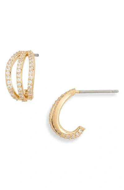 Shop Ajoa Cubic Zirconia Cage Huggie Hoop Earrings In Gold