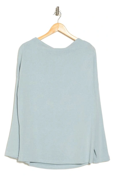 Renee C Brushed Knit Long Sleeve Top In Blue