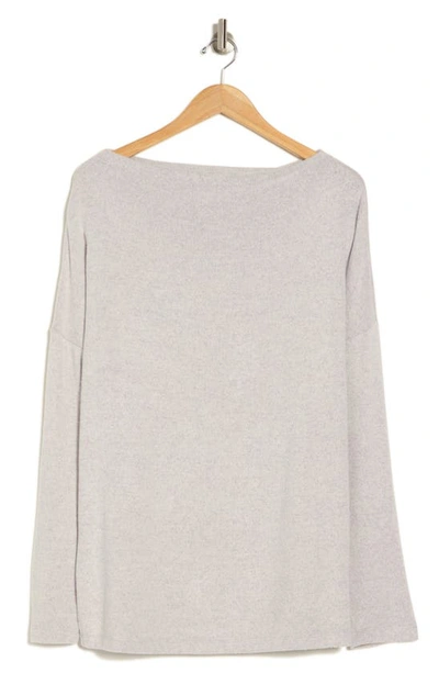 Shop Renee C Brushed Knit Long Sleeve Top In Heather Grey
