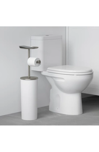Shop Umbra Portaloo Toilet Paper Stand & Reserve Basin In White/ Nickel