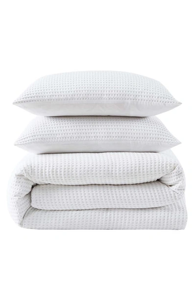 Shop Kenneth Cole Solid Waffle Duvet Cover Set In White