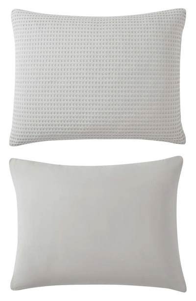 Kenneth Cole Solid Waffle Duvet Cover Set In Grey