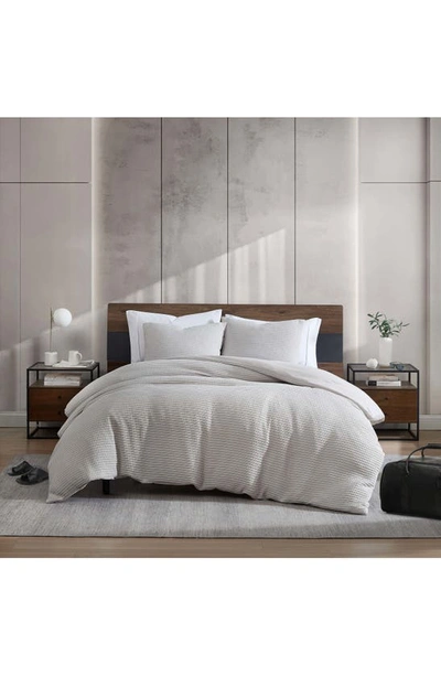 Shop Kenneth Cole Solid Waffle Duvet Cover Set In Grey